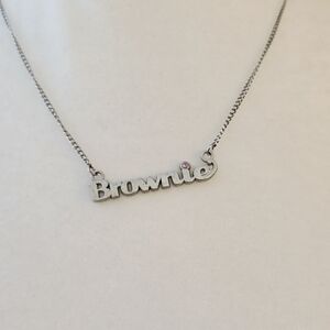 Girl Scouts Brownie Silver Necklace with Pink Gem